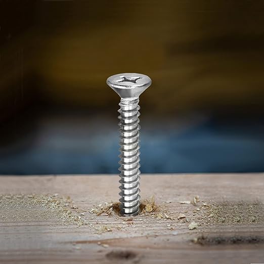 #7 x 1/2" Wood Screw 100Pcs 18-8 Stainless Steel Screws Flat Head Phillips Fast - Image 5