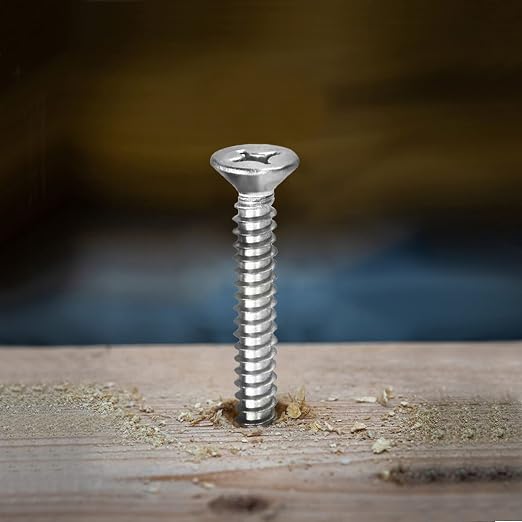 #12 x 5/8" Wood Screw 100Pcs 18-8 Stainless Steel Screws Flat Head Phillips - Image 5
