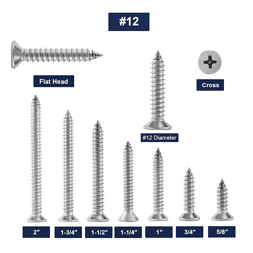 #12 x 3/4" Wood Screw 100Pcs 18-8 Stainless Steel Screws Flat Head Phillips - Image 3