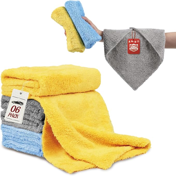 Microfiber Towel for Car Cleaning, Cleaning Supplies Upgraded 450gsm Ultra-Thick by RIDEKINGS